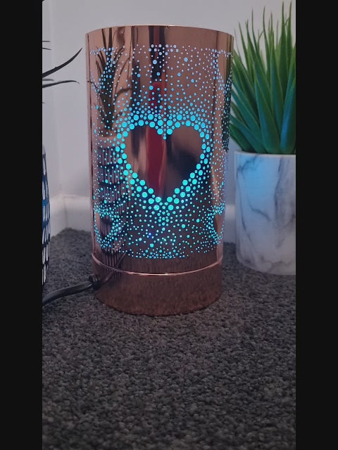 Load video: WARMER OF THE MONTH Rose Gold Heart LED Warmer