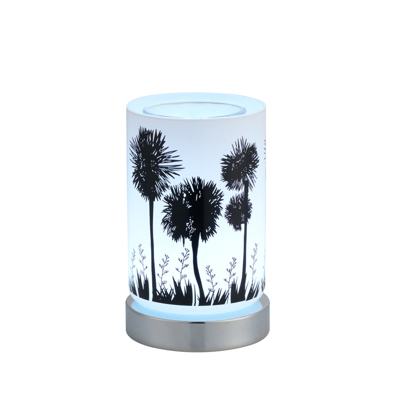 White Glass Cabbage Trees - LED Warmer